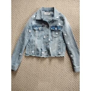 Women's Medium Cropped Jean Jacket With Stars Eunina